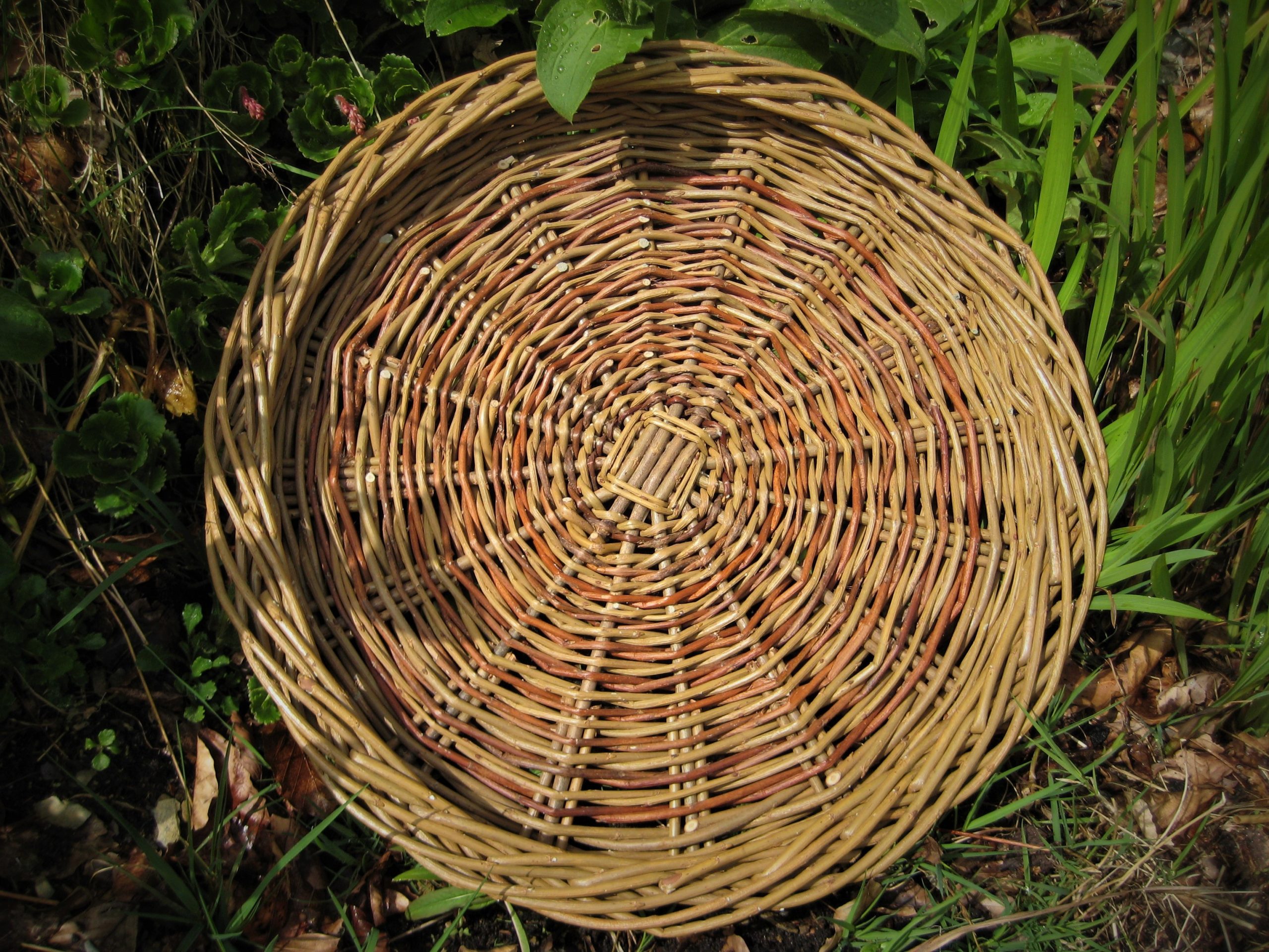 Round flat willow basket