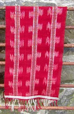 Ikat scarf dyed with cochineal, fustic and indigo