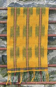 Ikat scarf dyed with fustic, indigo and cochineal